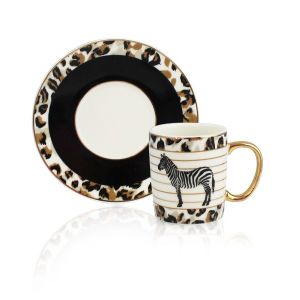 Zebra Porcelain Turkish Coffee Cups and Saucers - Set of 6