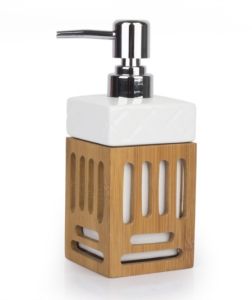 Bamboo Porcelain Liquid Soap Dispenser White