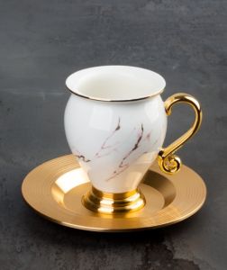 Porcelain Coffee Cup With Metal Plate