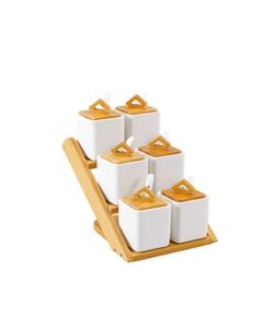 Porcelain Bamboo Cover Stair Spice Rack