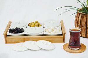 Bamboo Tray 6-Covered Breakfast Set