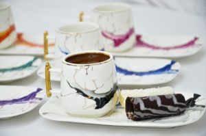 6-Pieces Porcelain Coffee Cup Set Colorful