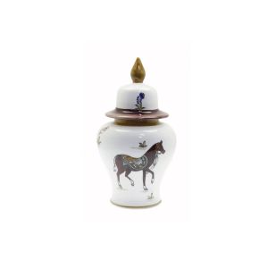 Porcelain Authentic Horse Pattern Vase - 23x23 - Brown Vases & Jars 