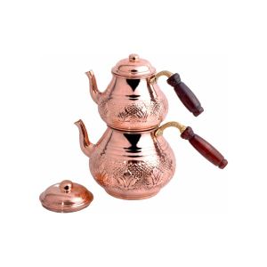 Copper 4 Piece Patterned Family Size Teapot - 12x12 - Copper Teapots, Copper|Metal Teapots