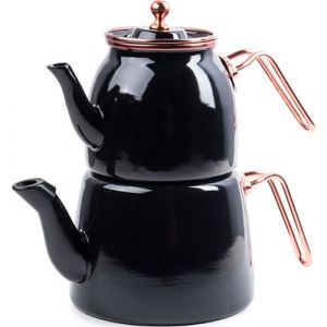 Medium Enamel Teapot Black Copper - 15x15 - Black Teapots, Copper|Metal Teapots