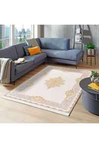 Floral Pattern Yellow Turkish Area Rug