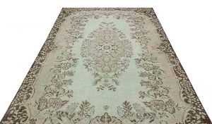 Unique Anatolian Vintage Carpet - 280x178 - Green Area Rugs, Wool Area Rugs