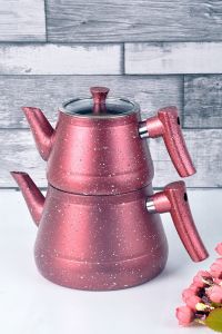 Red Granite Turkish Teapot Set (Red) - 200459