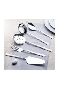 5-Piece Plain Serving Set, Ladle, Slotted Spoon, Spatula, Serving Fork, Serving Spoon