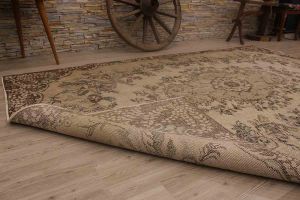 Antique Hand Woven Vintage Carpet - 270x168 - Beige Area Rugs, Wool Area Rugs
