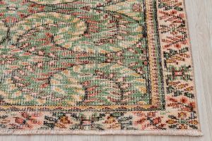 Real Hand Woven Antique Carpet - 205x115 - Colorful Area Rugs, Wool Area Rugs