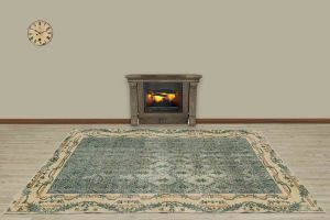 Traditional Pattern Hand Woven Vintage Rug - 252x156 - Colorful Area Rugs, Wool Decorative Area Rugs
