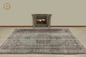 Traditional Pattern Hand Woven Vintage Rug - 272x161 - Grey Area Rugs, Wool Decorative Area Rugs