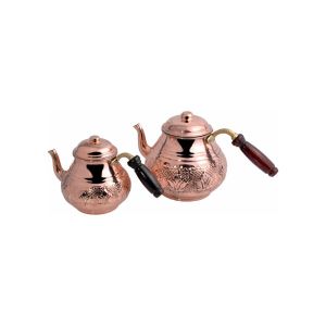 Copper 4 Piece Patterned Family Size Teapot - 12x12 - Copper Teapots, Copper|Metal Teapots