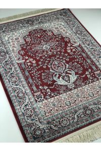 Silk Wool Carpet Bamboo Carpet Prayer Rug - 120x80 - Red Throw Rugs