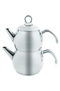 Midi Metal Teapot Set  - 13x13 - Silver Teapots, Stainless steel Teapots