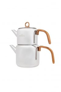 Mira Medium Teapot Set - 15x15 - Silver Teapots, Stainless Steel Teapots