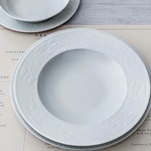 24 Piece Embossed Porcelain Dinnerware Set, Service for 6