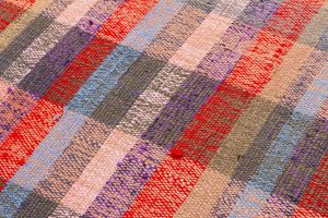 Hand Woven Vintage Rugs With Multicolored Stripes - 200x80 - Colorful Hand Woven Rugs, Wool Hand Woven Rugs