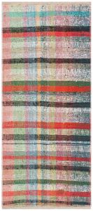 Natural Color Anatolian Hand Knotted Vintage Kilim - 90x200 - Colorful Area Rugs