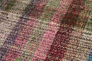 Hand Woven Vintage Rugs With Multicolored Stripes - 200x80 - Colorful Hand Woven Rugs, Wool Hand Woven Rugs