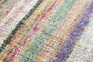 White Rainbow Color Hand Woven Vintage Rugs - 200x100 - Colorful Hand Woven Rugs, Wool Hand Woven Rugs