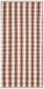 White Brown Checkered Pattern Vintage Kilim - 100x200 - Brown Area Rugs