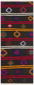 Colorful Striped Anatolian Hand Knotted Kilim - 80x200 - Colorful Area Rugs