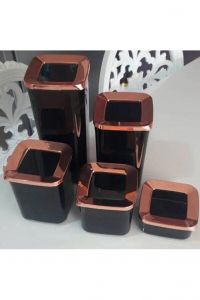 Square Storage Container Black Copper 5 pcs 1700 ml+1200 ml+900 ml+700 ml+250 ml V13 - 12x12 - Black FOOD CONTAINERS, Plastic FOOD CONTAINERS