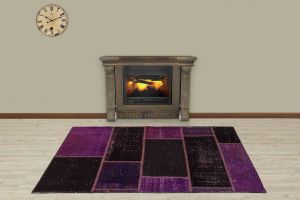 Custom Patchwork Carpet With Unique Beauty - 180x120 - Purple Area Rugs, Wool Area Rugs