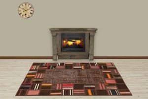 Custom Patchwork Carpet With Classic Modern - 180x120 - Colorful Area Rugs, Wool Area Rugs