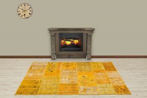 Custom Patchwork Carpet With Classic Modern - 180x120 - Yellow Area Rugs, Wool Area Rugs