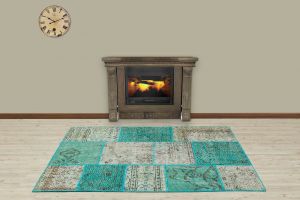 Custom Patchwork Carpet With Classic Modern - 180x120 - Blue Area Rugs, Wool Area Rugs