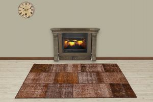 Custom Patchwork Carpet With Classic Modern - 180x120 - Brown Area Rugs, Wool Area Rugs