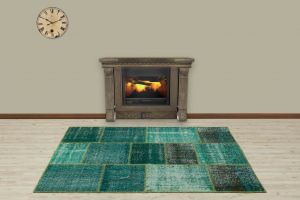Custom Patchwork Carpet With Real Tumbled Unique Hand Woven - 180x120 -  Area Rugs, Wool Area Rugs