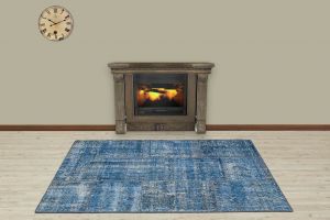 Custom Patchwork Carpet With Unique Beauty - 180x120 - Blue Area Rugs, Wool Area Rugs