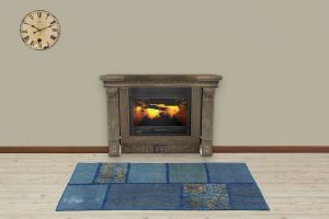 Custom Patchwork Rug Carpet With Classic Modern - 150x80 - Blue Area Rugs, Wool Area Rugs