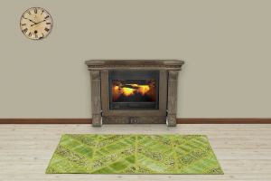 Custom Patchwork Carpet With Unique Beauty - 150x80 - Green Area Rugs, Wool Area Rugs
