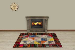 Hand Woven Antiqued Special Patchwork Carpet  - 180x120 - Colorful Hand Woven Rugs, Wool Hand Woven Rugs