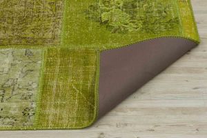Special Patchwork Hand Woven Carpet  - 180x120 - Green Hand Woven Rugs, Wool Hand Woven Rugs