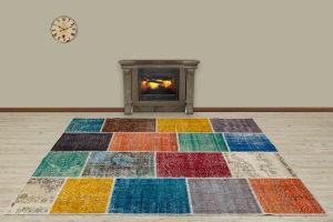 Special Patchwork Hand Woven Carpet  - 240x170 - Colorful Hand Woven Rugs, Wool Hand Woven Rugs
