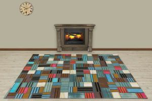 Special Patchwork Hand Woven Carpet  - 230x160 - Colorful Hand Woven Rugs, Wool Hand Woven Rugs