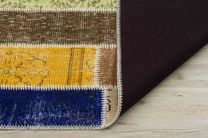 Antiqued Hand Woven Patchwork Carpet  - 230x160 - Colorful Hand Woven Rugs, Wool Hand Woven Rugs