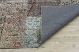 Antiqued Hand Woven Patchwork Carpet  - 240x170 - Grey Hand Woven Rugs, Wool Hand Woven Rugs