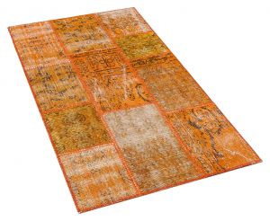 Tumbled Hand-Knotted Patchwork Rug 80 x 150 cm - Colorful Rugs & Carpets, Wool Rectangular Rugs 