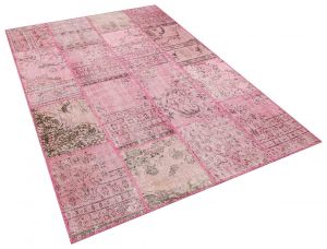 Real Hand-Knotted Tumbled Patchwork Rug  160 x 230 cm - Colorful Rugs & Carpets, Wool Rectangular Rugs 