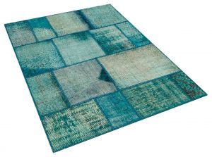 Patchwork Hand-Knotted Rug with Unique Beauty - 120 x 160 cm - Colorful Rugs & Carpets, Wool Rectangular Rugs 