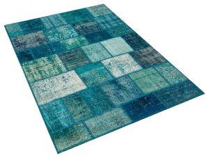 Real Hand-Knotted Tumbled Patchwork Rug - 120 x 180 cm - Colorful Rugs & Carpets, Wool Rectangular Rugs 