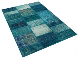 Unique Anatolian Tumbled Patchwork Rug - 120 x 180 cm - Colorful Rugs & Carpets, Wool Rectangular Rugs 