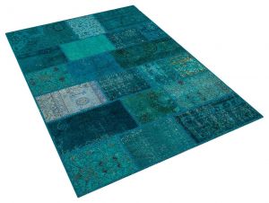 Special Tumbled Hand-Knotted Patchwork Rug - 120 x 180 cm - Colorful Rugs & Carpets, Wool Rectangular Rugs 